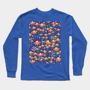 Spring Flowers on Indigo Long Sleeve T-Shirt